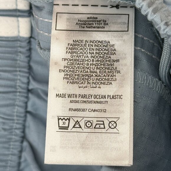 adidas Parley Ocean Green Earth Light Gray Blue Athletic Track Pants Size Medium - Picture 5 of 9